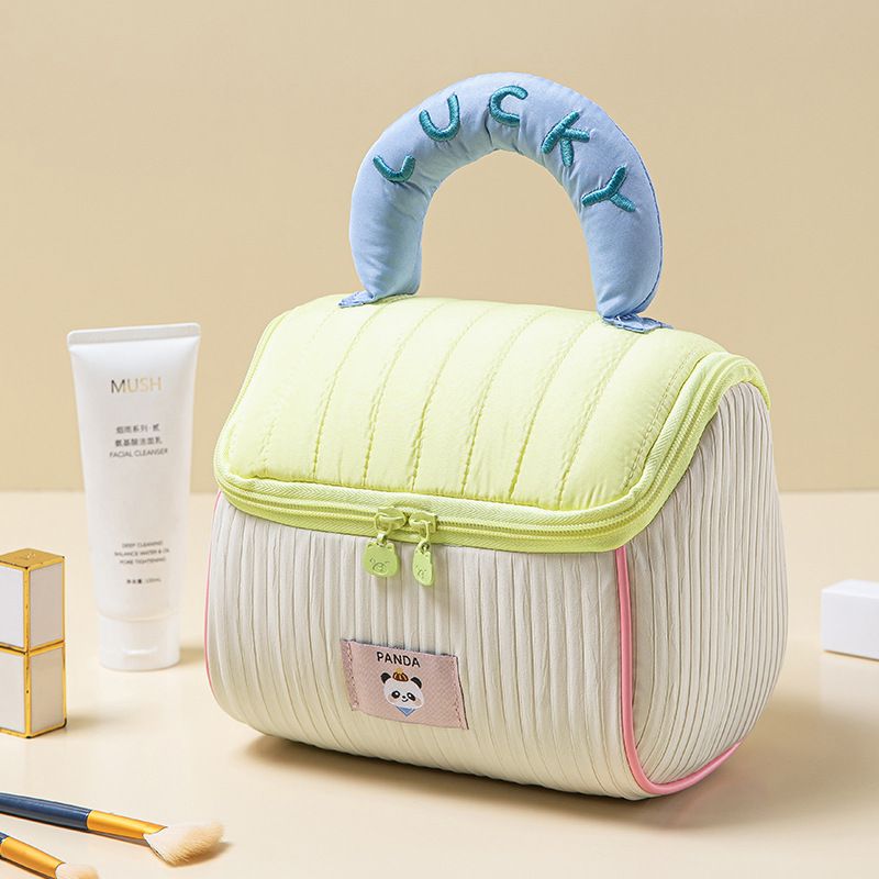 Cute house makeup bag, large capacity cabin wash bag, portable handheld storage bag, cloud like cartoon storage bag
