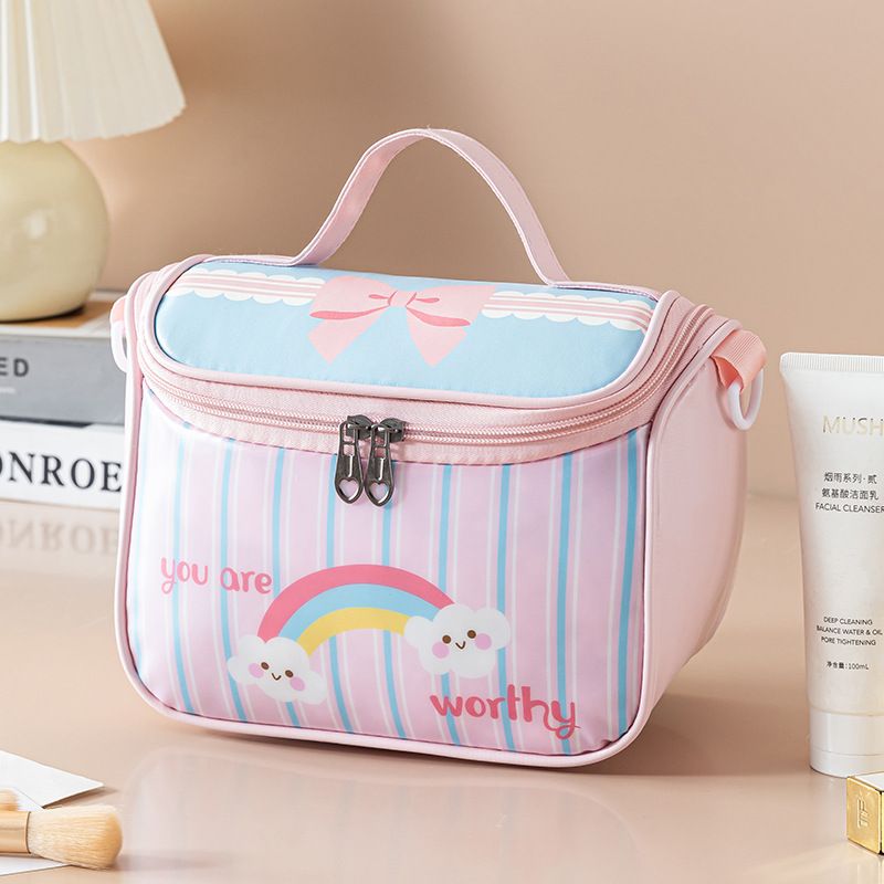 Cute house makeup bag, large capacity cabin wash bag, portable handheld storage bag, cloud like cartoon storage bag