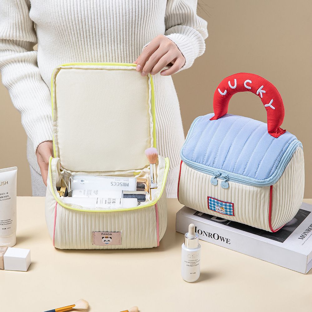 Cute house makeup bag, large capacity cabin wash bag, portable handheld storage bag, cloud like cartoon storage bag