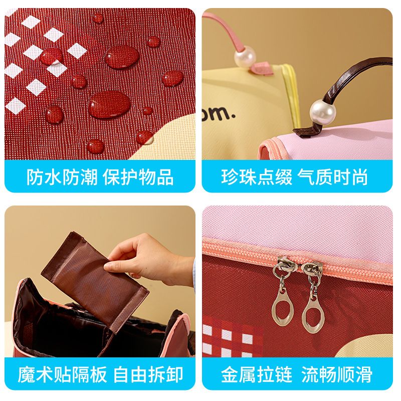 Makeup bag for women, portable toiletry bag, large capacity dopamine cartoon multifunctional handheld waterproof travel storage bag