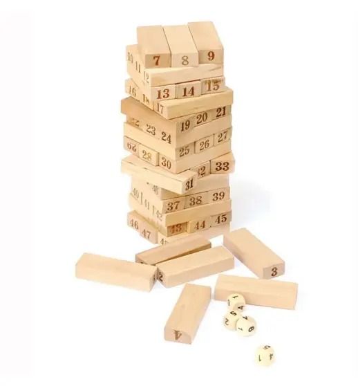 Jenga friends game Jenga Tower Toy (Wooden)54 Pcs Wooden Number Stacking Block