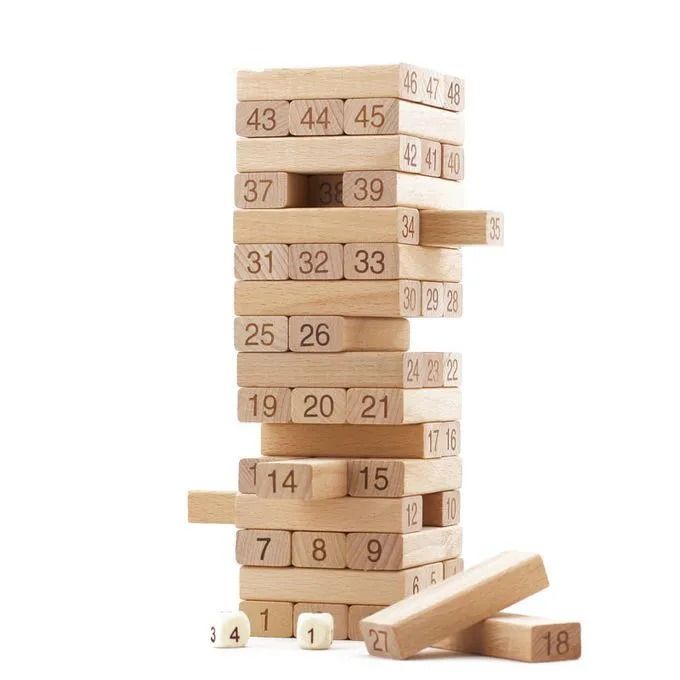 Jenga friends game Jenga Tower Toy (Wooden)54 Pcs Wooden Number Stacking Block