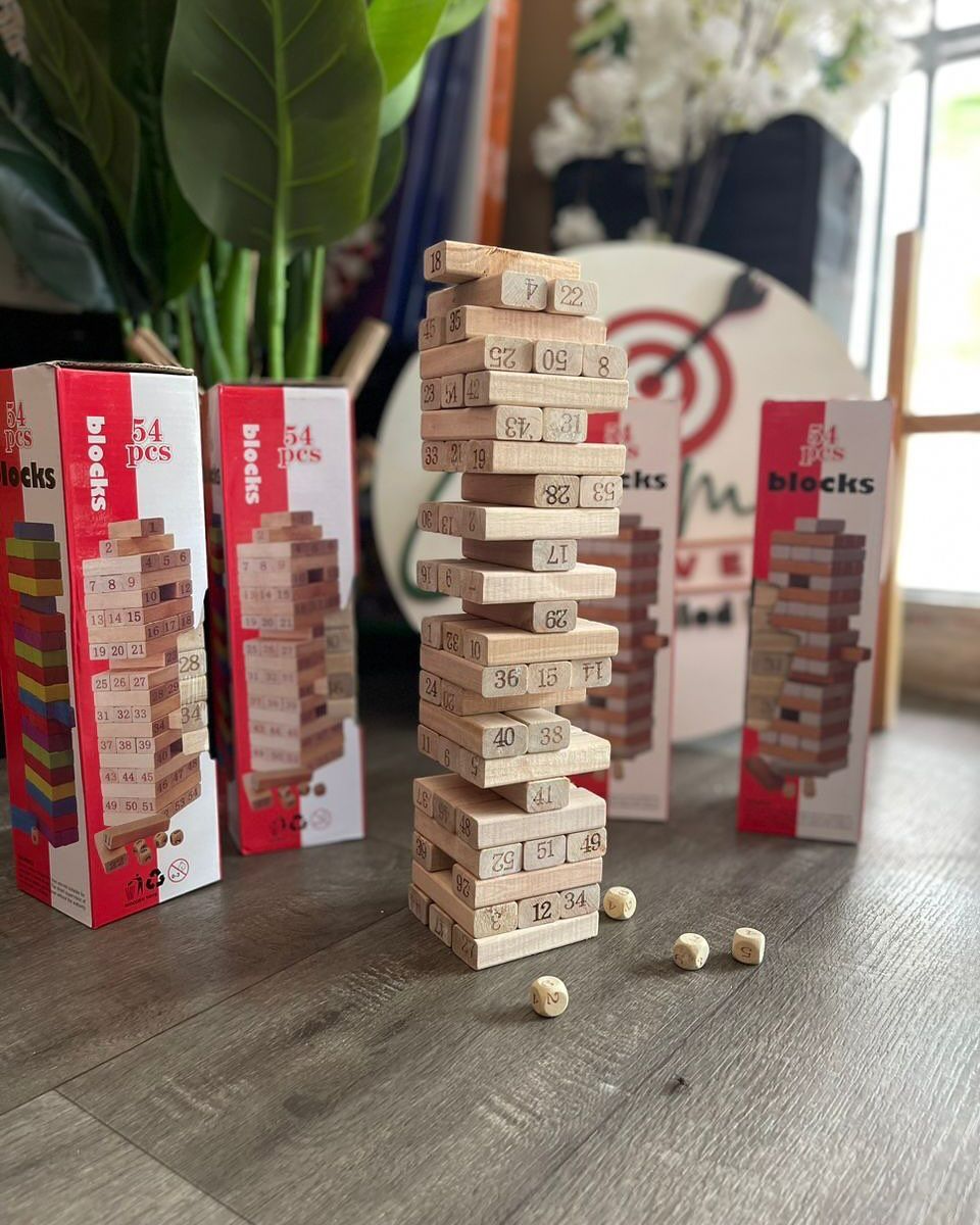 Jenga friends game Jenga Tower Toy (Wooden)54 Pcs Wooden Number Stacking Block