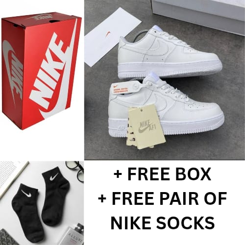 Original Air Force With FREE BOX and FREE SOCKS - AIRFORCE 1 HARD LEATHER UNISEX SNEAKER