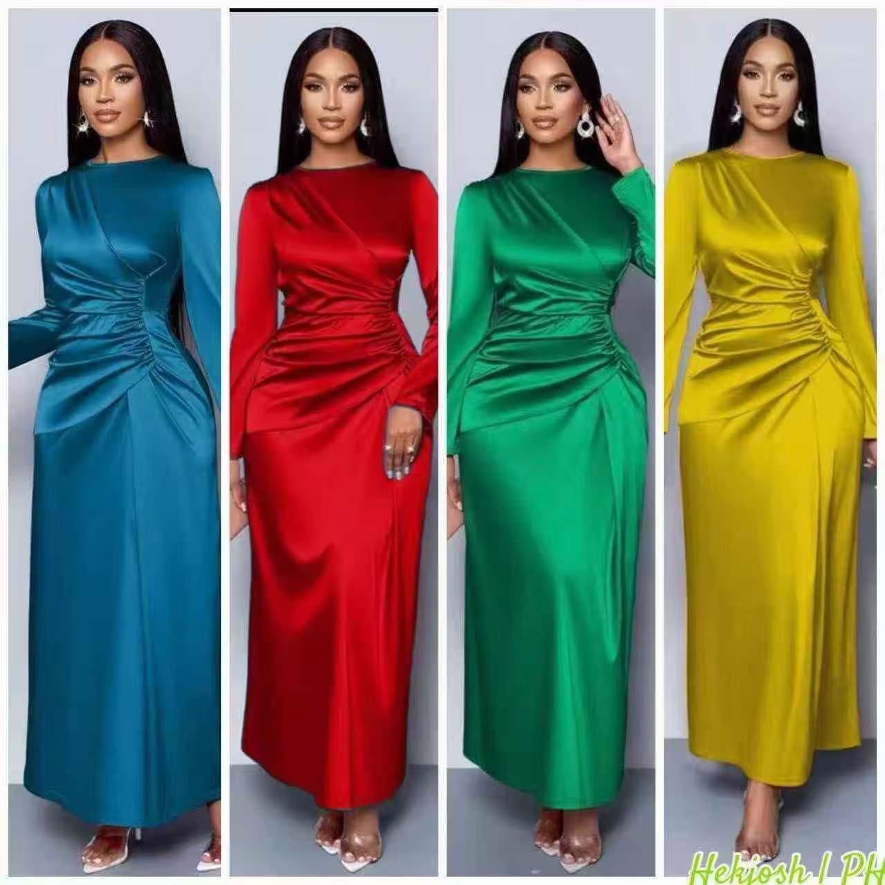 Women Silk Satin Maxi Dress – Casual & Party Long Dress