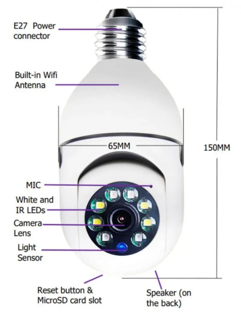 WiFi CCTV CAMERA 1080P Wireless 360 Degree Cctv Security Light 360 Panoramic Bulb Camera