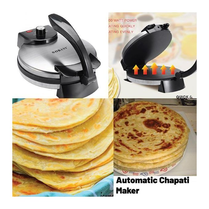 sokany chapati maker.This non-stick baking plate releases your Roti /chapati with ease giving perfection to your crust and makes for easy cleaning.