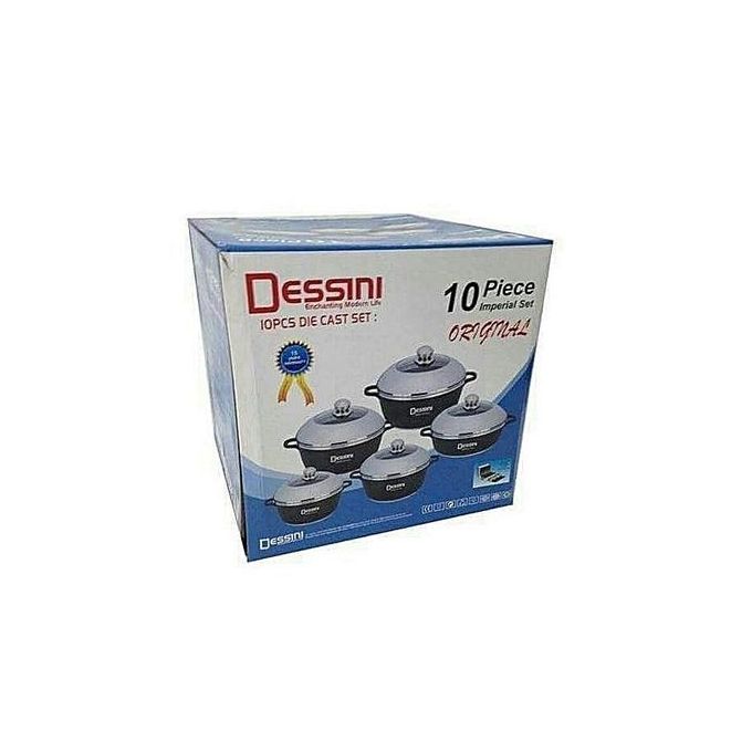 Dessini 10pc Black Cookware set - Eco-Friendly , healthy and easy for clean. High class non-stick performance anti scratch.germany Dessini 10PCS Granite Nonstick Cooking Set Black.