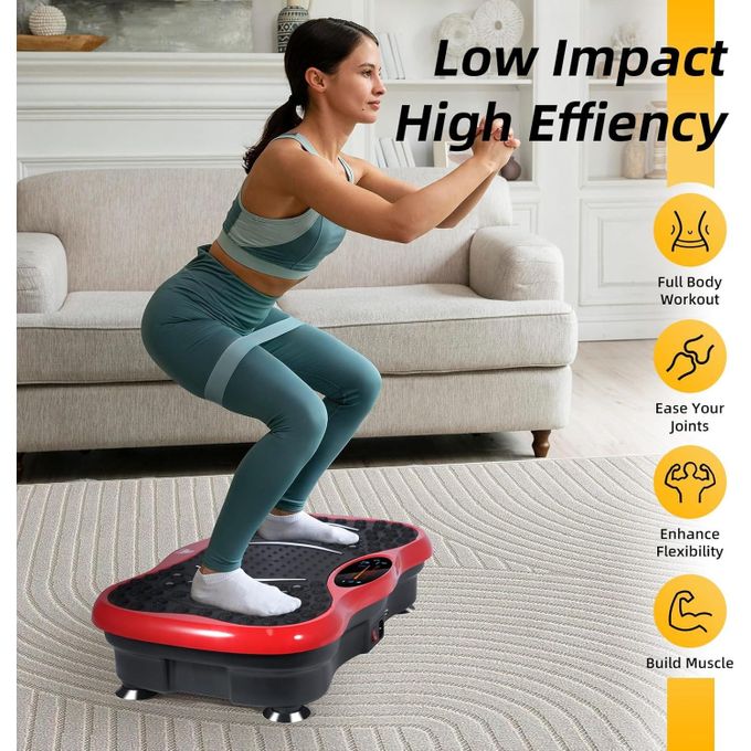 Vibration Plate Exercise Device, Vibration Fitness Trainer with Bluetooth Speaker, 5 Program Modes, 2 Resistance Bands, Home Exercise Equipment for Fitness, Body Toning