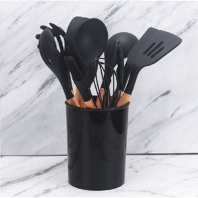 Silicone Non Stick Spoon Set 12 pcsKitchen Utensil Set silicone kitchen utensils made from high quality,12 pieces of silicone cooking utensils includes ,Spatula utensil, Spoon,Soup Ladle,Turner,Spoon