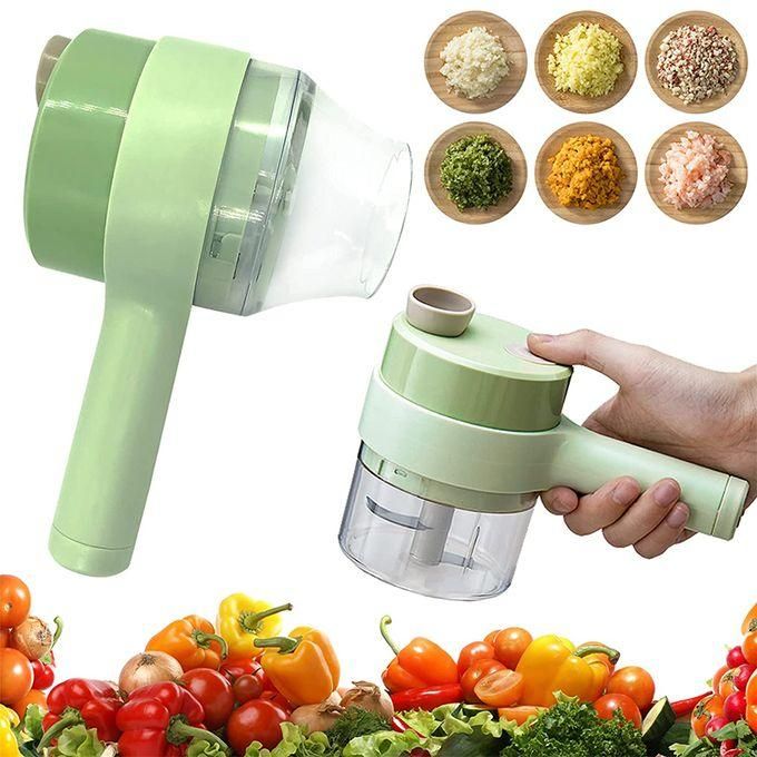 4 In 1 Electric Handheld Cooking Hammer Vegetable Cutter / Food Chopper.4 in 1 Handheld Electric Vegetable Cutter Set Warm Tips Easy Power button to use, with our electric vegetable chopper.