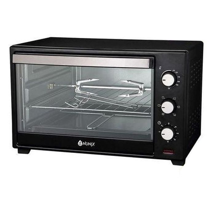 Nunix Electric Rotisserie Oven, 20L.20 litres Deluxe Nunix oven, high efficiency double hot plate, rotisserie and convection function, interior lamp for a clear view while roasting/ cooking/baking/