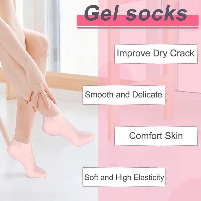 Silicone Socks for Women, Moisturizing Foot Socks, Soft Gel Socks, Aloe Socks, Women Spa Pedicure Socks for Repairing Dry Feet, Cracked Heel and Softening Rough Skin, Calluses-2pcs