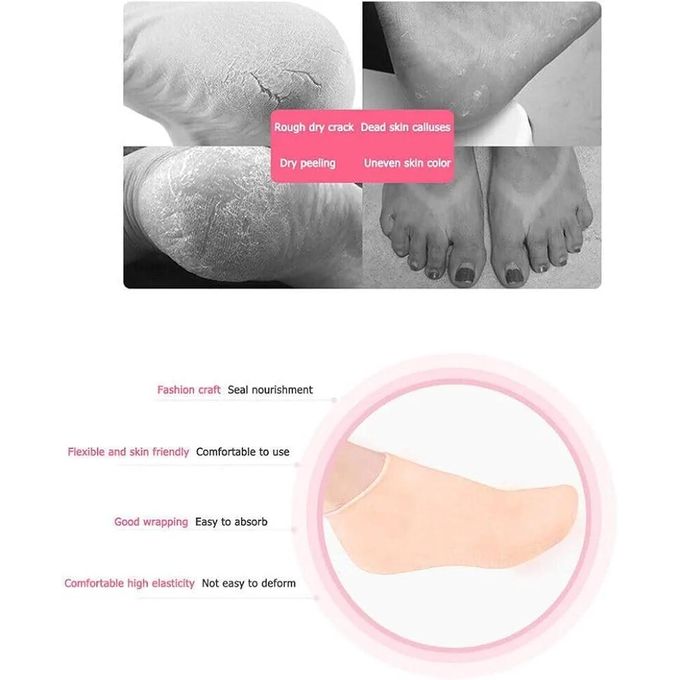 Silicone Socks for Women, Moisturizing Foot Socks, Soft Gel Socks, Aloe Socks, Women Spa Pedicure Socks for Repairing Dry Feet, Cracked Heel and Softening Rough Skin, Calluses-2pcs