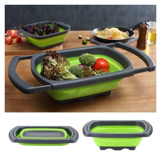 Collapsible Over The Sink Colander (Adjustable Handles)Eco--Friendly non-stick durable easy to clean. User these strainers to rinse your salad leaves fruits and fresh vegetables. Space-saving design.