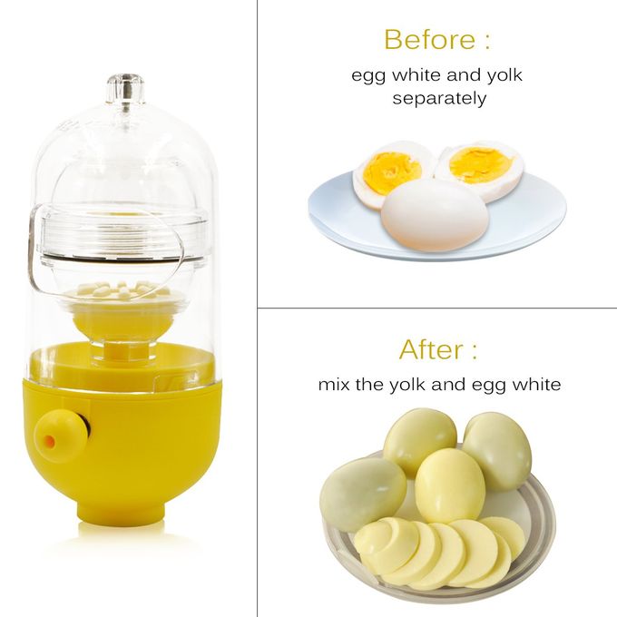 Manual Egg Mixer Scrambler Egg White Yolk Mixer-No Shell BreakNo shell breaking: no shell breaking and shaking during the whole process, egg white and egg yolk are not in contact with air, so the eggs