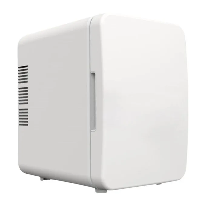 Mini Fridge Adjustable Temperature Makeup Fridge For White4L Mini Fridge is made of PP material, which is lightweight and strong.【Save Space】: Mini fridge has 4 Liter capacity, compact size