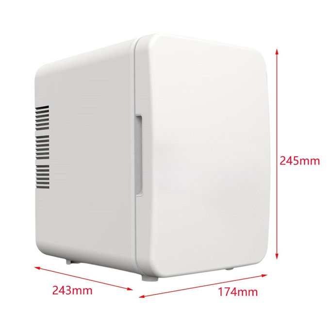 Mini Fridge Adjustable Temperature Makeup Fridge For White4L Mini Fridge is made of PP material, which is lightweight and strong.【Save Space】: Mini fridge has 4 Liter capacity, compact size