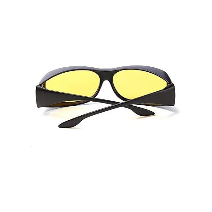 2 PACK HD Night Day Vision Driving Wrap Around Anti Glare Sunglasses with Polarized Lens for Man and WomenDOUBLE USE NIGHT VISION OVER GLASSES】: our night sunglasses are designed for double use. First