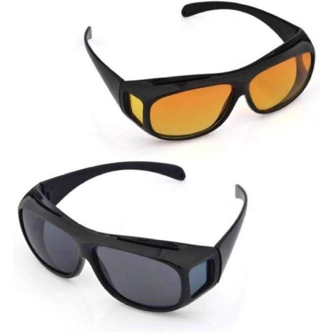 2 PACK HD Night Day Vision Driving Wrap Around Anti Glare Sunglasses with Polarized Lens for Man and WomenDOUBLE USE NIGHT VISION OVER GLASSES】: our night sunglasses are designed for double use. First