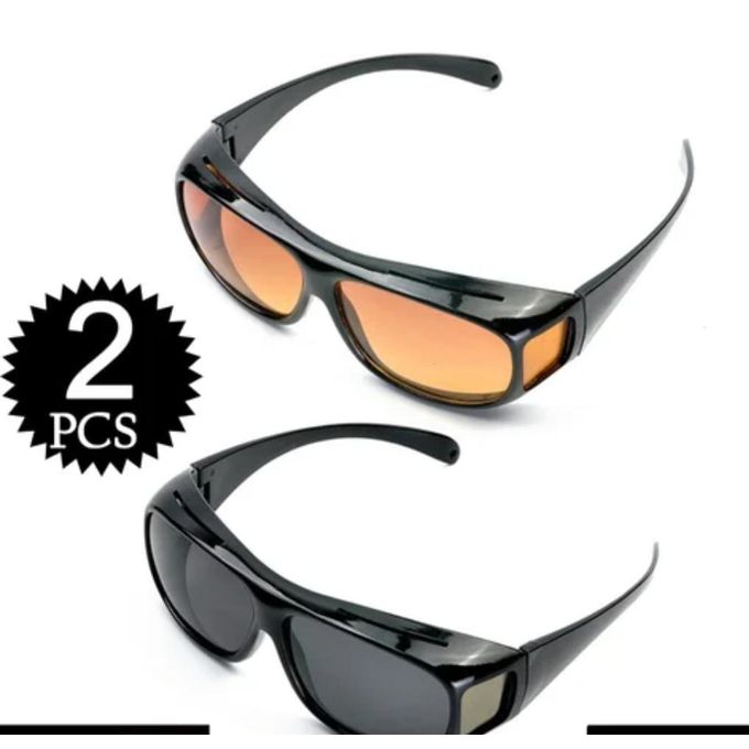 2 PACK HD Night Day Vision Driving Wrap Around Anti Glare Sunglasses with Polarized Lens for Man and WomenDOUBLE USE NIGHT VISION OVER GLASSES】: our night sunglasses are designed for double use. First
