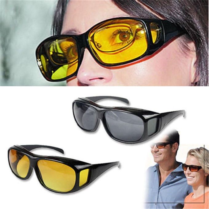 2 PACK HD Night Day Vision Driving Wrap Around Anti Glare Sunglasses with Polarized Lens for Man and WomenDOUBLE USE NIGHT VISION OVER GLASSES】: our night sunglasses are designed for double use. First