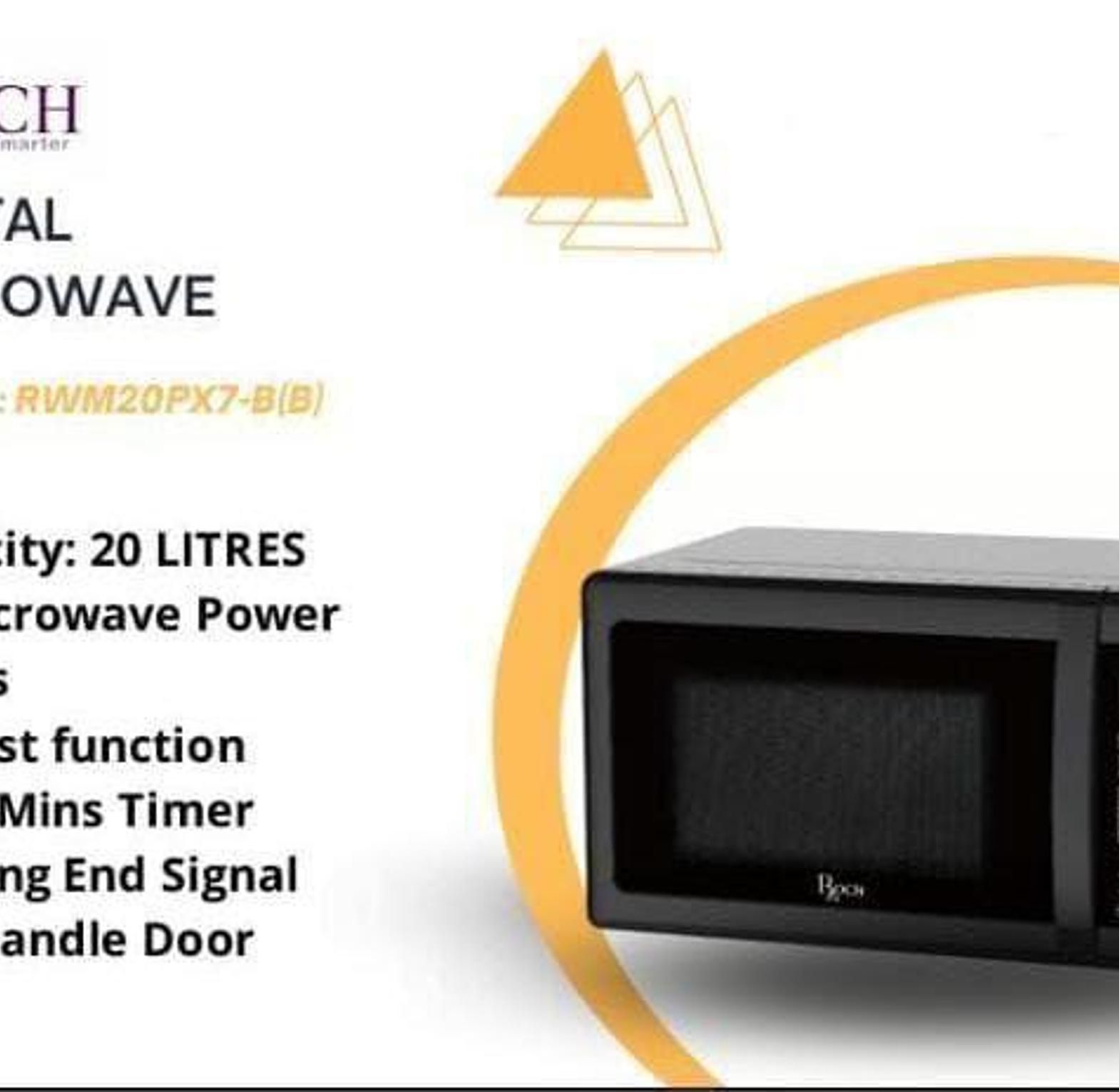Roch 20 Liters Digital Microwave BEST QUALITY RECOMMENDED      Don’t waste a lot of time trying to lit your stove to just warm up your food to steaming hot.