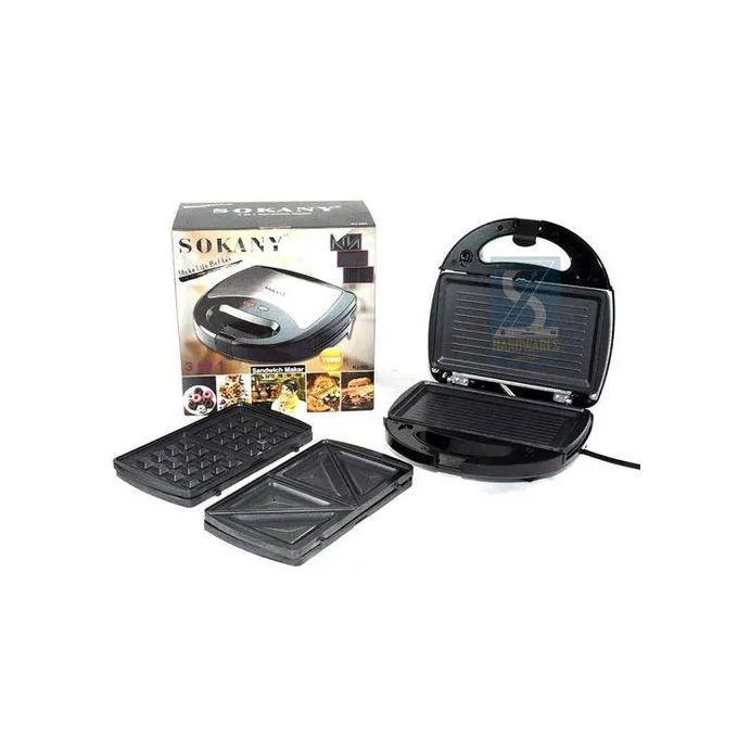 Sokany 3 in 1 Electric Sandwich Maker, Panini Press Grill and Waffles Non-Stick Plates for Cooking Grilling, Burgers, Steaks and SnacksThe 3 in 1 Sandwich can can be used to cook a variety of dishes.