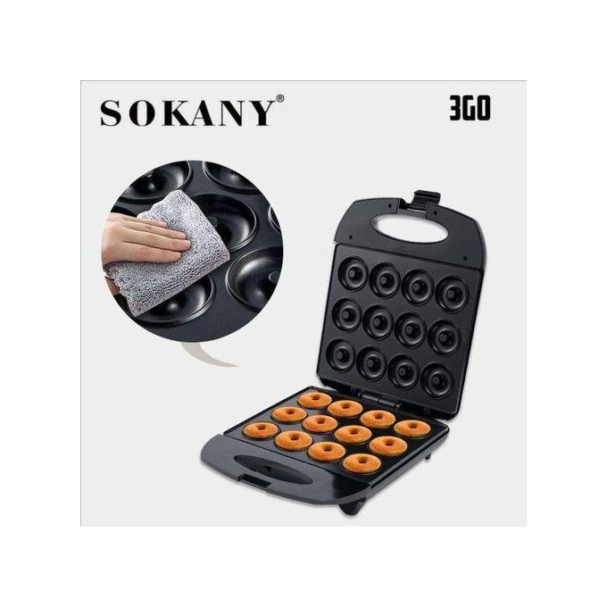 Sokany 12-Holed Home Donuts Making MachineNon-stick coated heating surfaceWind-up power cordThermostatically controlledHeating element220-240Vergonomically designed7 mouth watering donuts in minutes