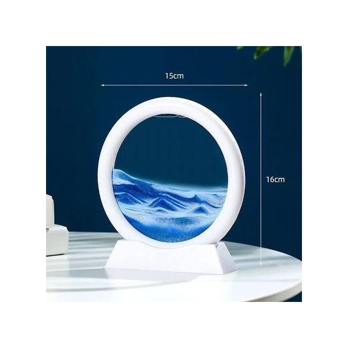 Decorative 3D Moving Sand Art Glass Ornament Deep Sea Sandscape In Motion, Flowing Sand Frame For Home And Office Decor360° Rotating Sand Art: Enjoy an ever-changing landscape of deserts, mountains, a