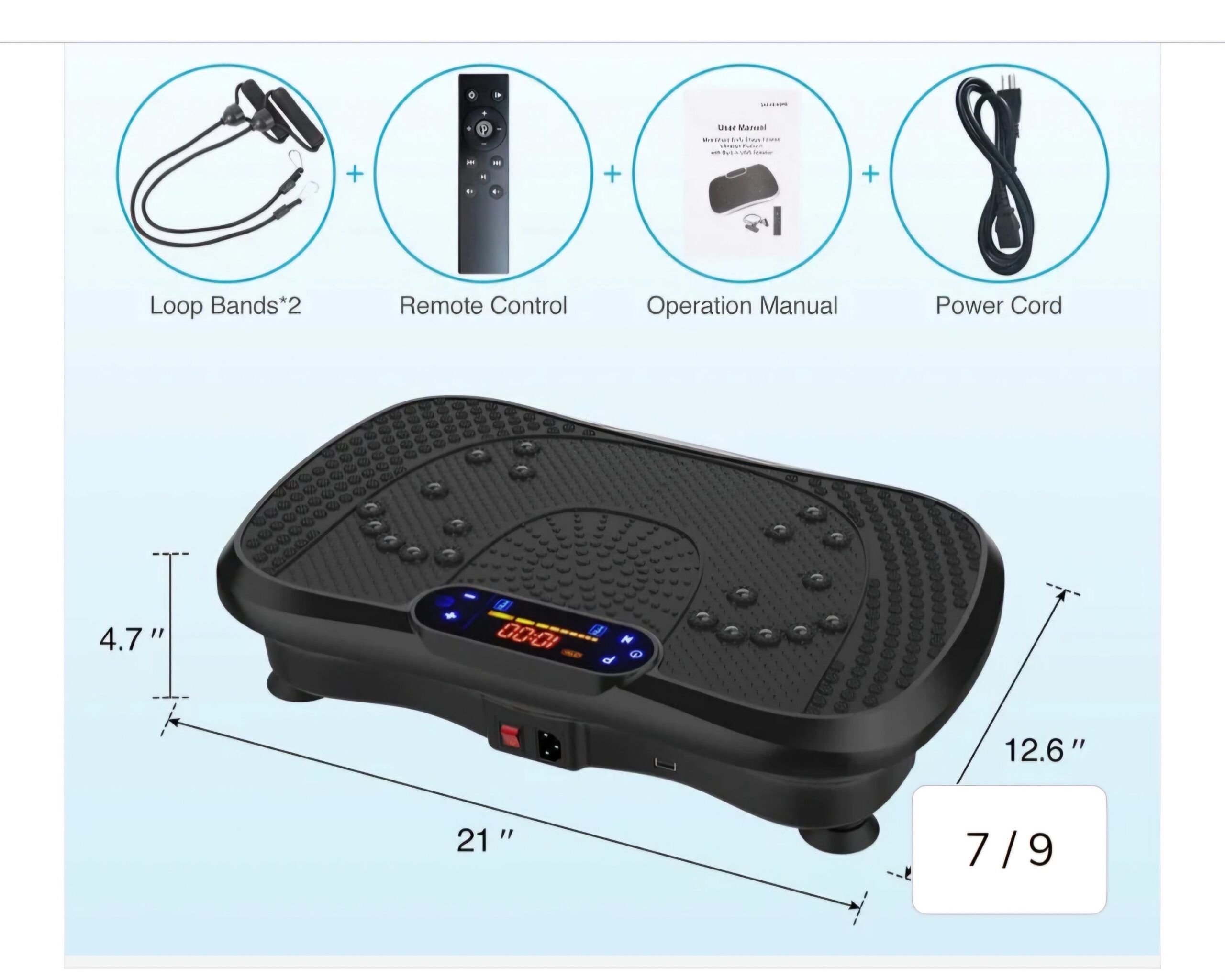 Vibration Plate Exercise Device, Vibration Fitness Trainer with Bluetooth Speaker, 5 Program Modes, 2 Resistance Bands, Home Exercise Equipment for Fitness, Body Toning