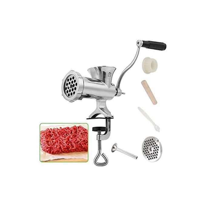 Manual Meat Mincer And Grinder - Aluminum AlloyQuickly & easily grind, mince and crush meat, vegetables, beans, garlic, coconut, nuts etc. Can also be used to finely mince or puree vegetables for baby