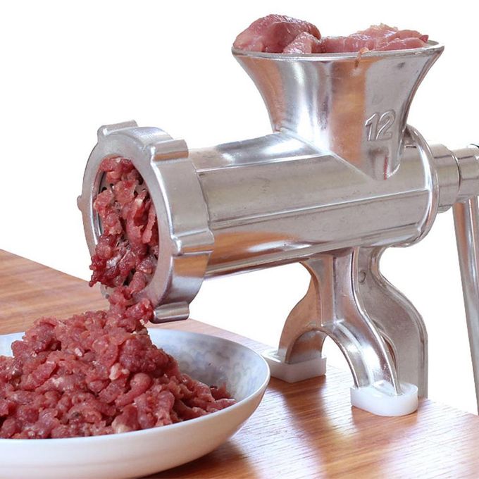 Manual Meat Mincer And Grinder - Aluminum AlloyQuickly & easily grind, mince and crush meat, vegetables, beans, garlic, coconut, nuts etc. Can also be used to finely mince or puree vegetables for baby