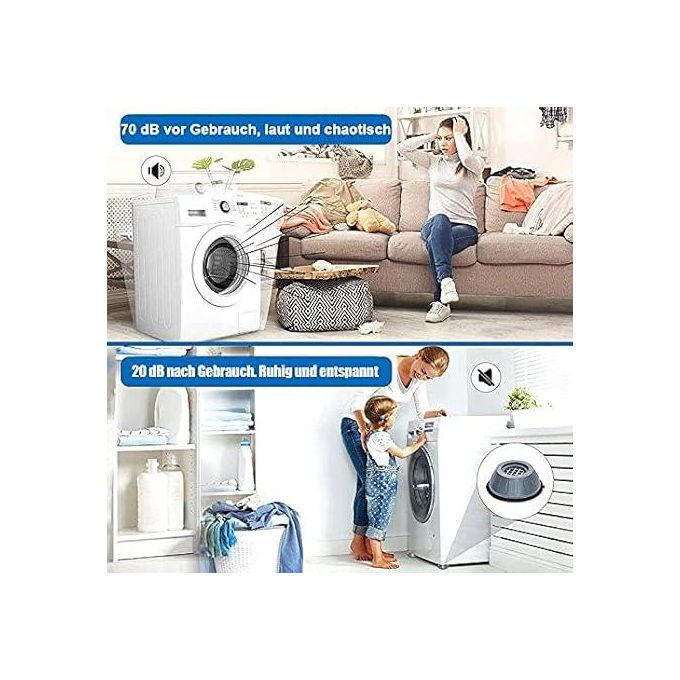 4Pcs Pads for Washer and Dryer, Reduce Shock and Noise with Rubber Mat for Refrigerator & Washing Machine Furniture Base, Prevent Moving Shaking Walking, Universal Size