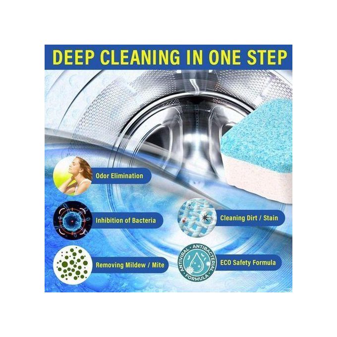 WASHING MACHINE CLEANING TABLETS WASHING MACHINE CLEANER TABLETS, 12 PACK–DEEP CLEANING TABLETS FOR TOP & FRONT LOAD HE WASHER CLEANERS, DESCALER & DEODORIZER, SEPTIC SAFE,