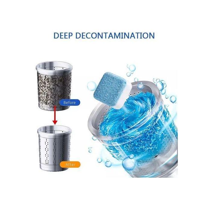 WASHING MACHINE CLEANING TABLETS WASHING MACHINE CLEANER TABLETS, 12 PACK–DEEP CLEANING TABLETS FOR TOP & FRONT LOAD HE WASHER CLEANERS, DESCALER & DEODORIZER, SEPTIC SAFE,