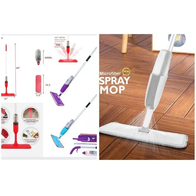 Generic Portable Spray Mop -Eco-Friendly & Fast -in-1 Wet/Dry Microfiber Mop Microfiber Mop with refillable spray bottle and washable Microfiber Pad Cleans multiple surfaces: