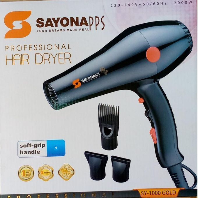 Sayona professional hair blow dryer
Sayona Original Blowdry SY-300 Blowdry Hair Dryer With Powerful 2000 Watts (Best For Commercial