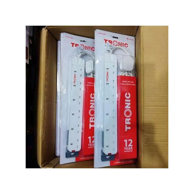 Tronic 6-Way PORT Socket Power Extension Cable 3m6 way extension with indicator light. The cable is a standard 3 meters in length. Extend your style into the future with this Extension Cord.