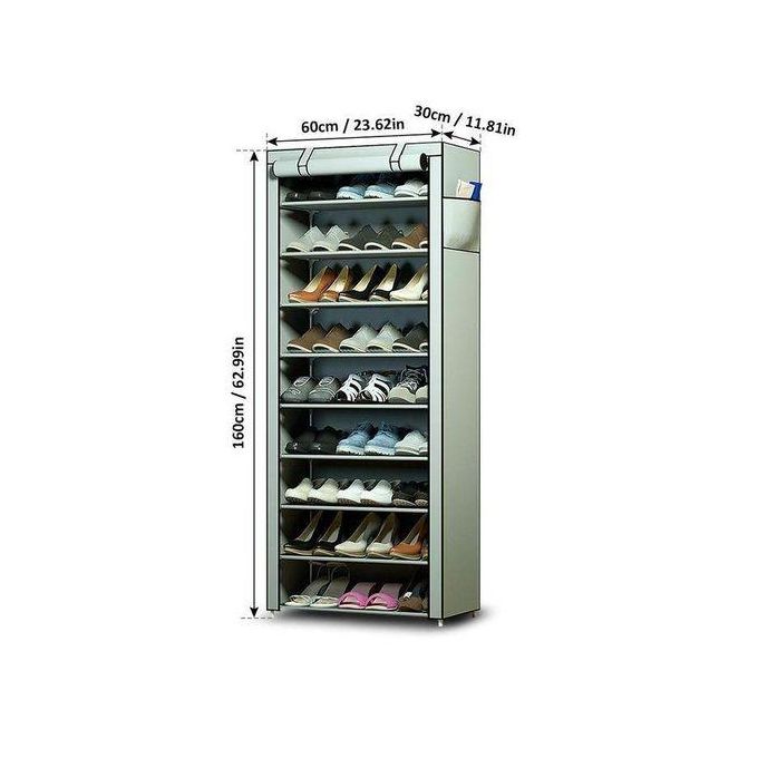 10 Tier Dustproof 27 Pairs Shoes rack, shoe Storage Organizer, Shoe Rack cabinet Stand, steel shoe standShoe racks are storage items which are designed to hold all your shoes.