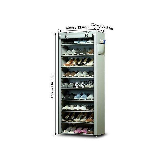 10 Tier Dustproof 27 Pairs Shoes rack, shoe Storage Organizer, Shoe Rack cabinet Stand, steel shoe standShoe racks are storage items which are designed to hold all your shoes.