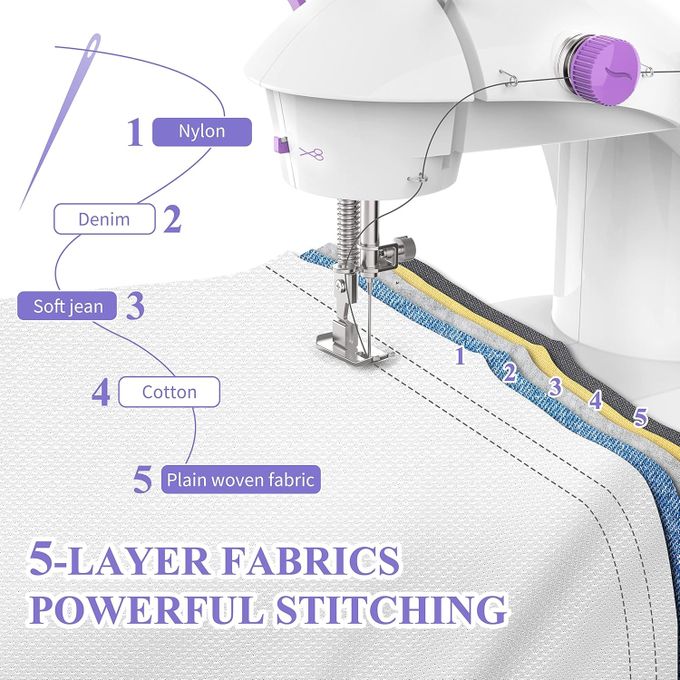 Portable Electric Sewing Machines Household Sewing Machine For Beginners Suitable for household use, such as remodeling clothing and hand-made

Features: Dual power switch, 12 types of stitches, rever