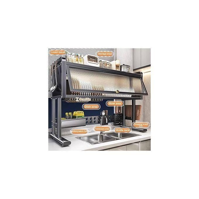 Heavy duty over the sink Rack with closable cabinetCapacity for Saving Space】: This design to free up 80% of the
countertop and create a neat and clean kitchen without taking up space.