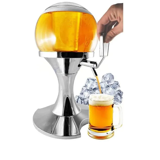 Classy Cooling Spherical wine juice or liquid dispenser with ice slot and separatorServe your drinks in style with this modern spherical dispenser, designed to keep your beverages chilled and fresh