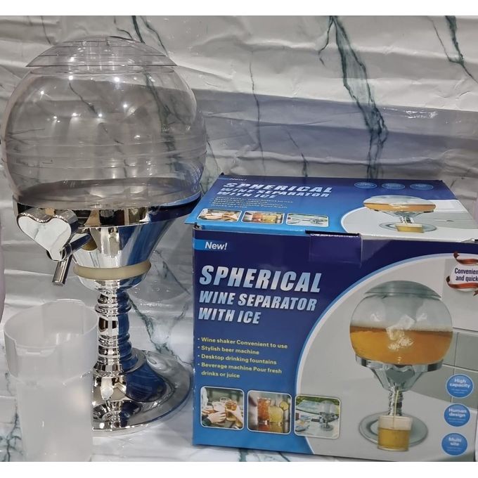 Classy Cooling Spherical wine juice or liquid dispenser with ice slot and separatorServe your drinks in style with this modern spherical dispenser, designed to keep your beverages chilled and fresh