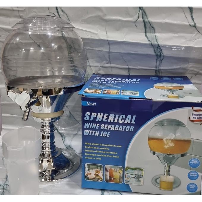 Classy Cooling Spherical wine juice or liquid dispenser with ice slot and separatorServe your drinks in style with this modern spherical dispenser, designed to keep your beverages chilled and fresh