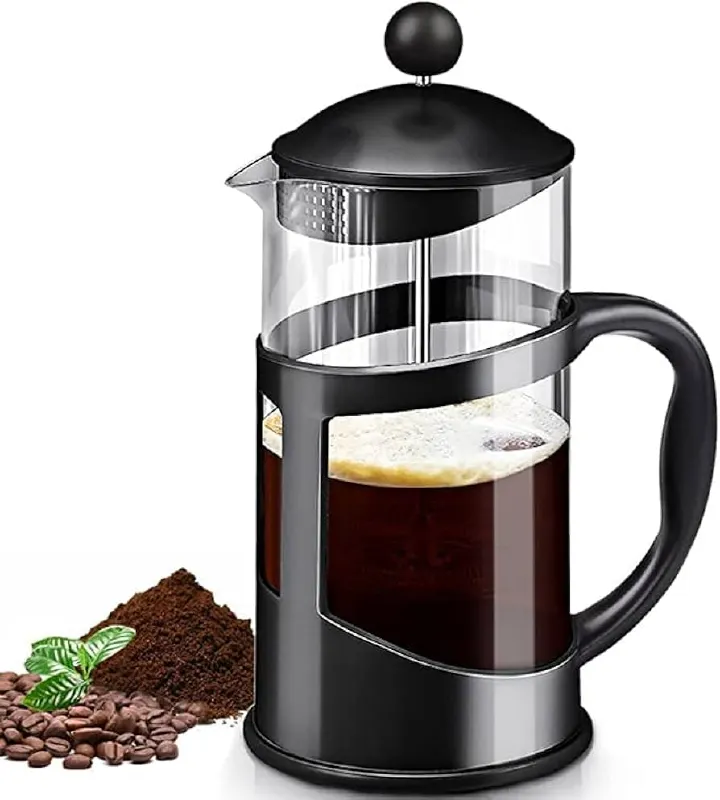 800 ML French Press Coffee And Tea maker Stainless Steel filtration With 4 Stage Filtration Heat Resistance Borosilicate Glass essential for Who loves Fresh And Perfect Coffee Brew
