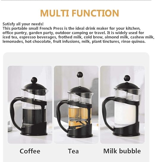 800 ML French Press Coffee And Tea maker Stainless Steel filtration With 4 Stage Filtration Heat Resistance Borosilicate Glass essential for Who loves Fresh And Perfect Coffee Brew