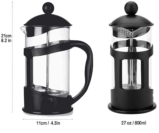800 ML French Press Coffee And Tea maker Stainless Steel filtration With 4 Stage Filtration Heat Resistance Borosilicate Glass essential for Who loves Fresh And Perfect Coffee Brew