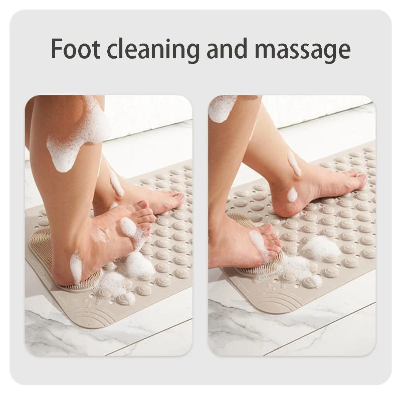 BATHROOM ANTI SLIP MAT WITH LAZY SCRUBBER BATH SHOWER MAT NON SLIP: EXTRA LARGE PEBBLE BATHTUB MAT FOR KIDS, ELDERLY, ANTI SLIP SHOWER MATT WITH DRAIN HOLES SUCTION CUPS TUB MAT